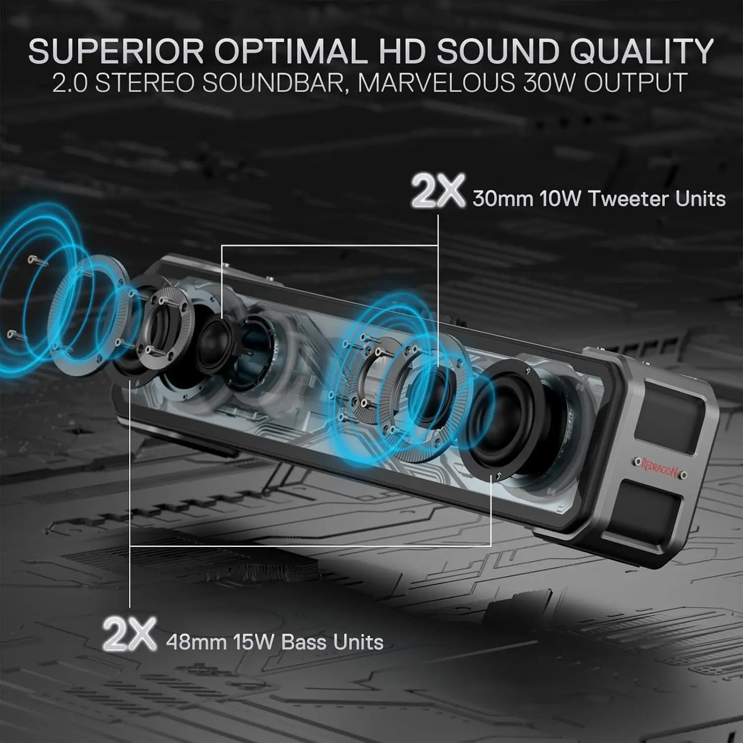 Redragon 2.0 Channel Stereo Speakers Touch-Control Bluetooth