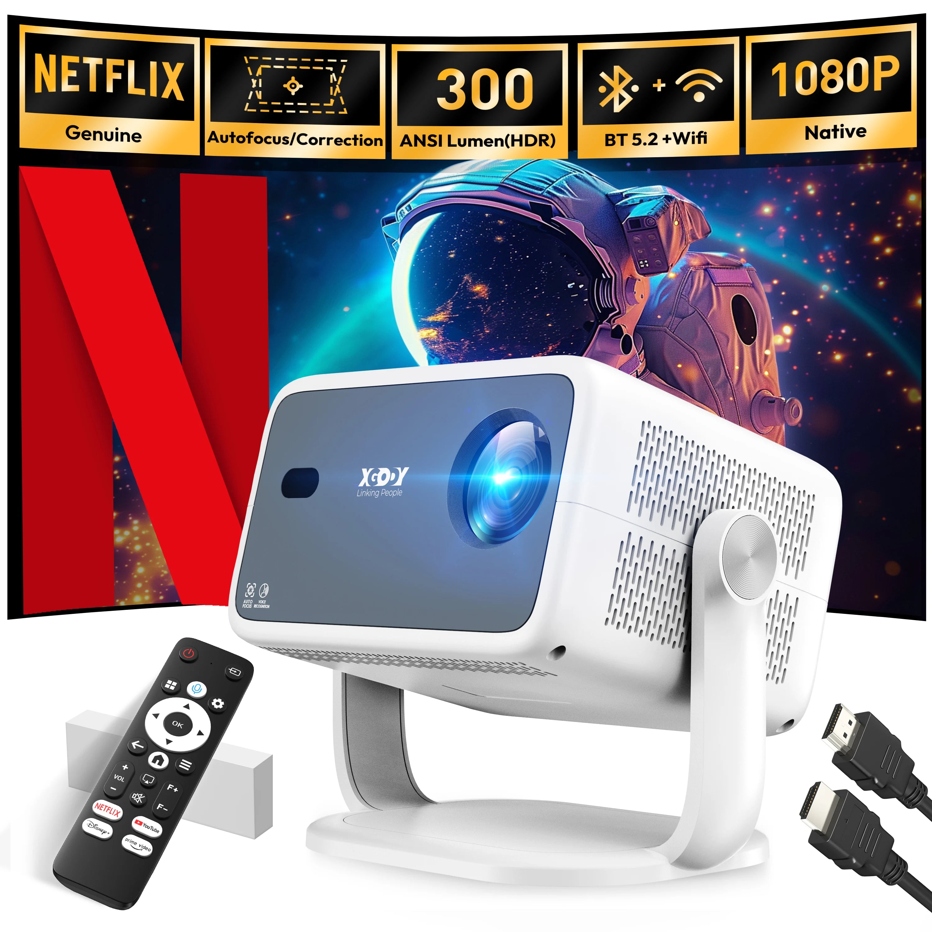 XGODY Gimbal N6 Projector Full HD Beam Android Projector Home