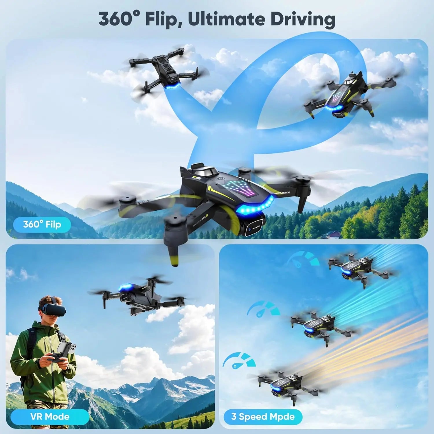 720HD Camera Drone with Gesture Control, Waypoint Flight