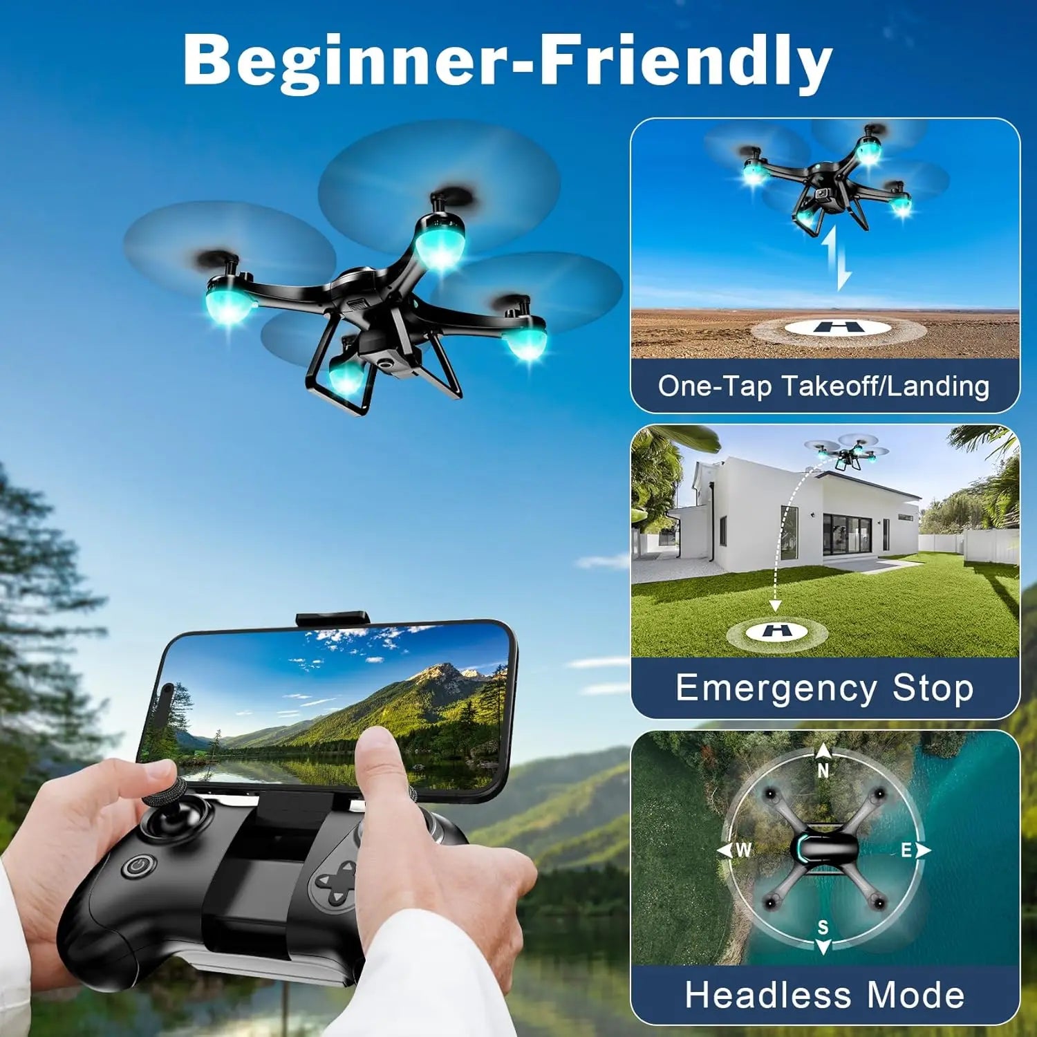 Beginner Drone with 1080P Camera Gesture Selfie One-Key Start