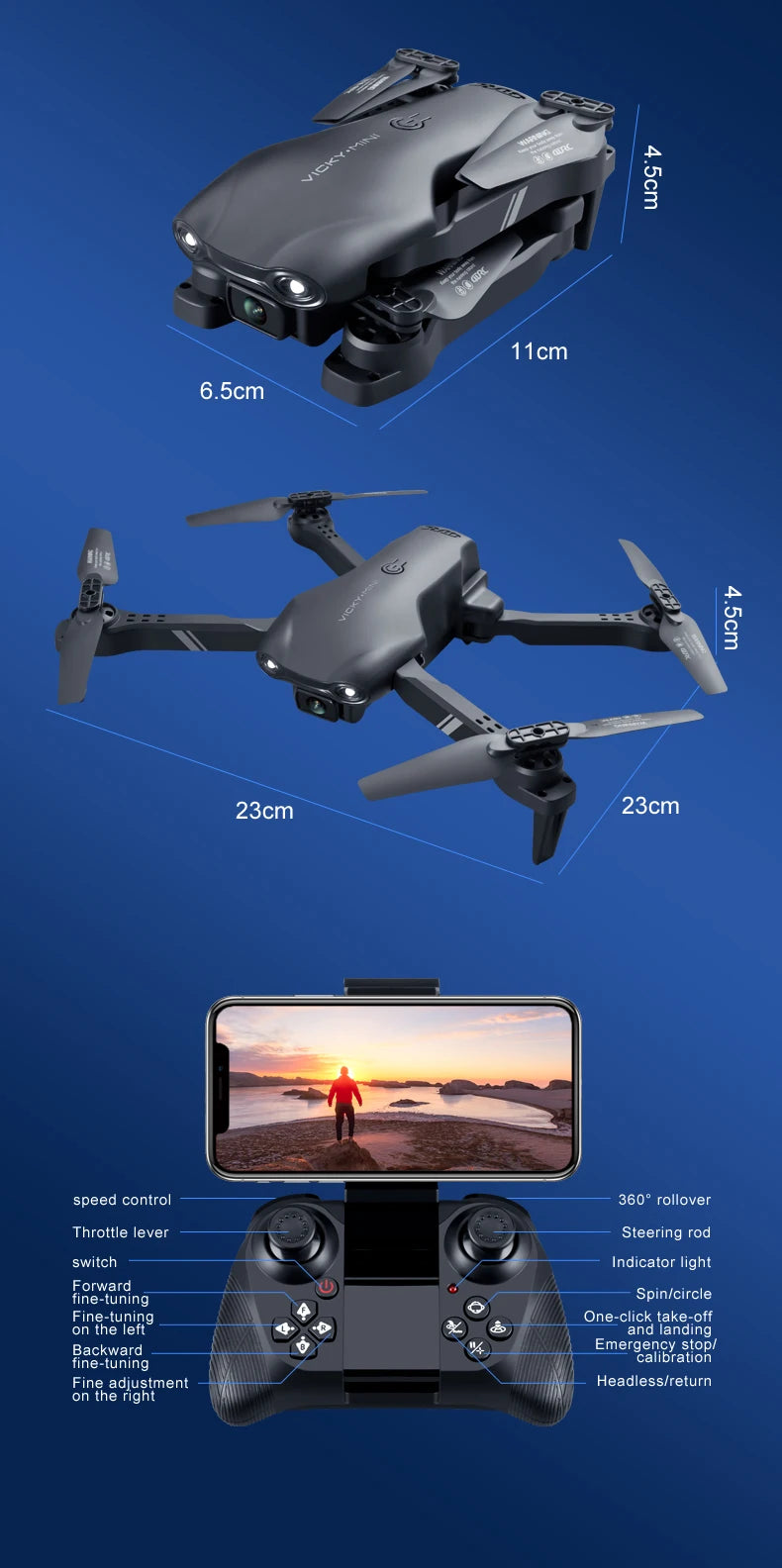 V13 Mini Drone 4K HD Professional With 1080P Dual Camera WIFi