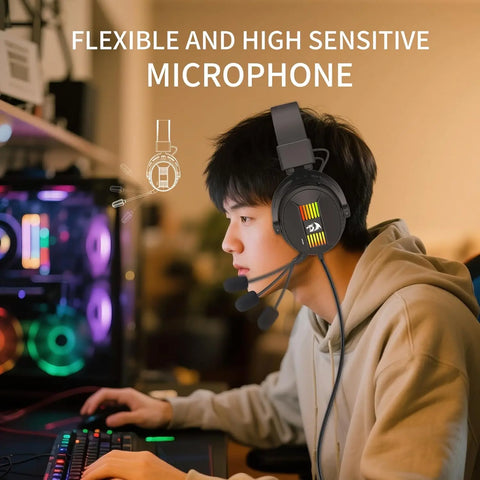 Redragon H375 Wired Gaming Headset Noise Cancelling Mic