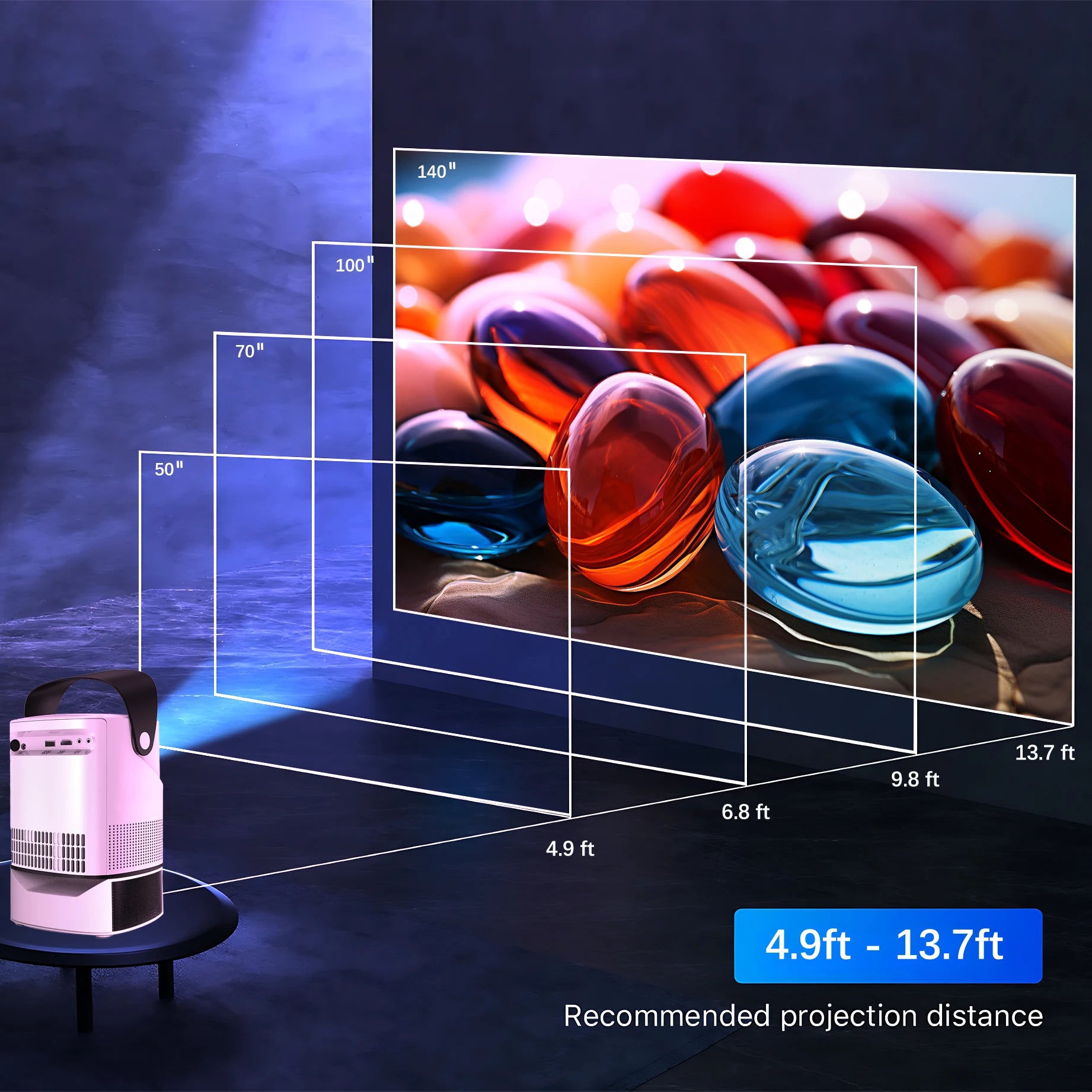 Projetor Android portátil suporte nativo, suporte para Home Theater