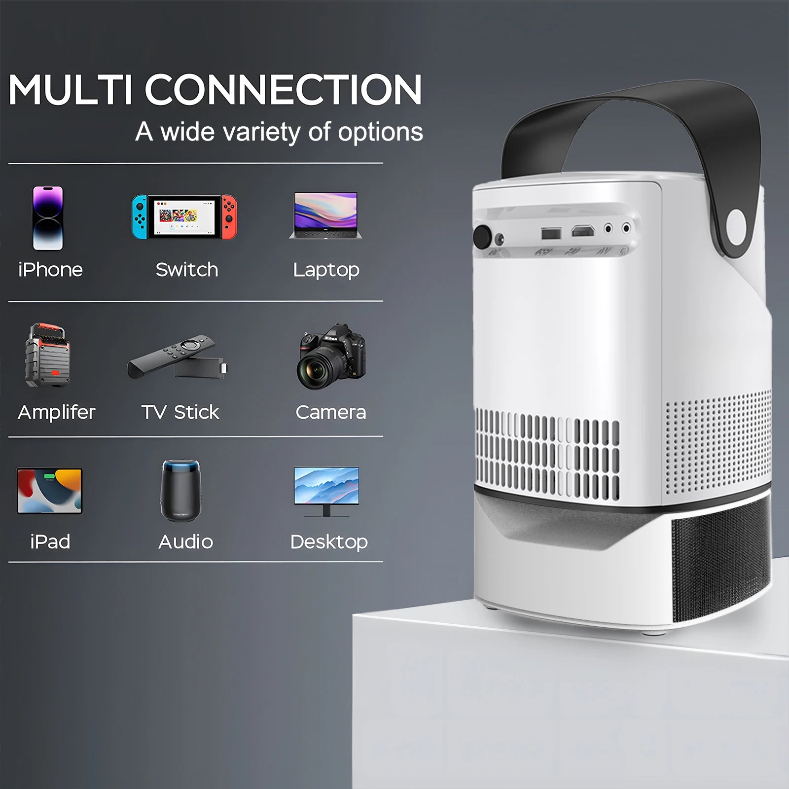 Projetor Android portátil suporte nativo, suporte para Home Theater