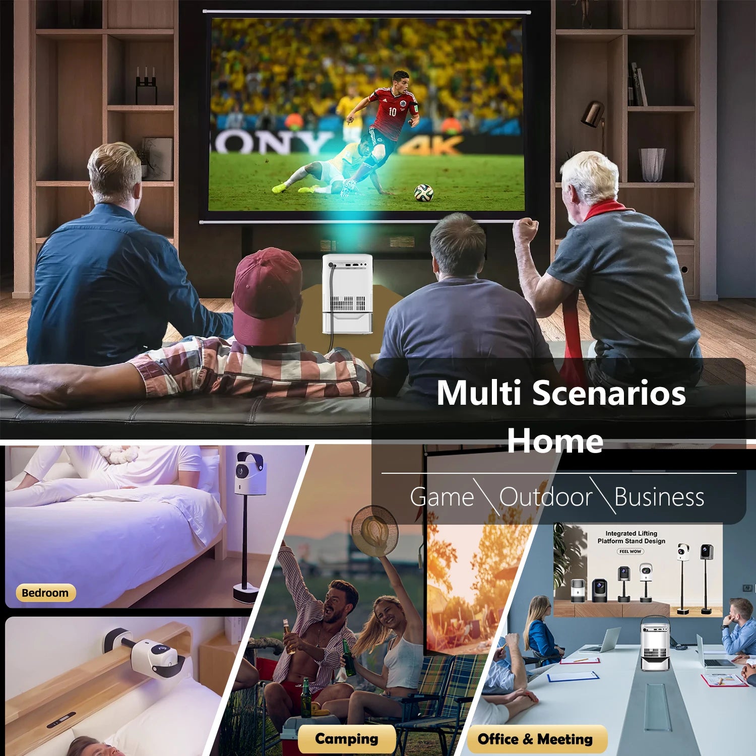 Projetor Android portátil suporte nativo, suporte para Home Theater