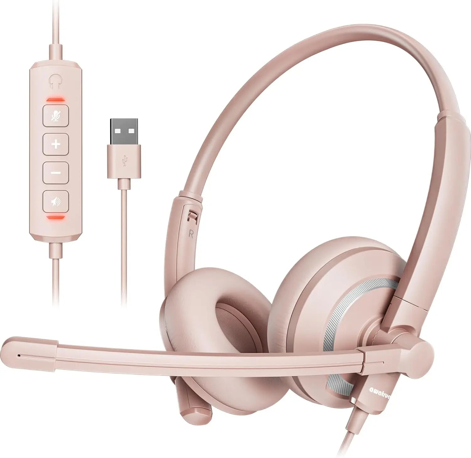 Wired USB Headset with Noise Cancelling Microphone Lightweight