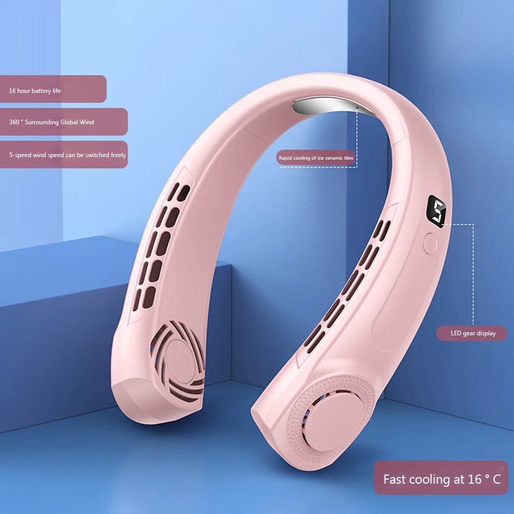 Bladeless Hanging Neck Fan Mute USB Small Cooling Fan LED