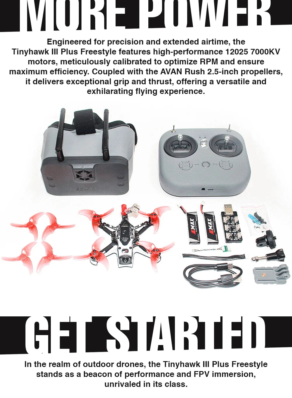 Official Elrs Tinyhawk III Plus Freestyle BNF FPV Racing Drone