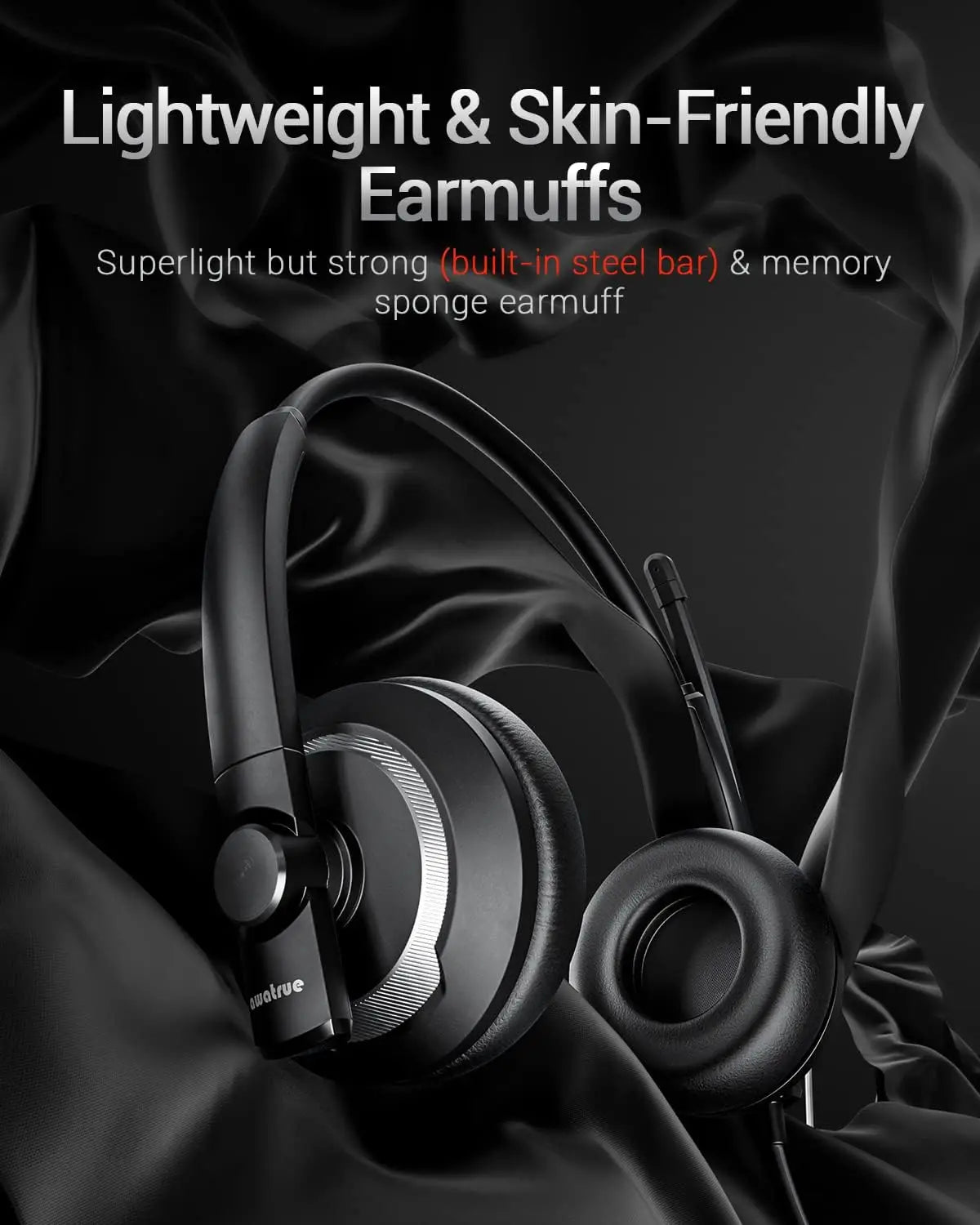 Wired USB Headset with Noise Cancelling Microphone Lightweight