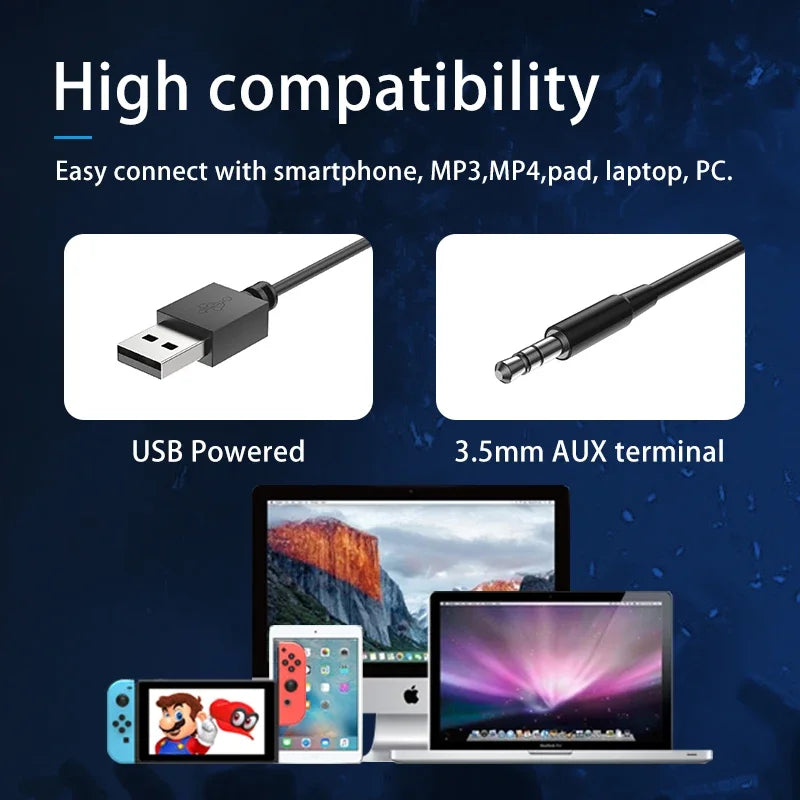 Black Mini USB Powered Wired 2.0 Gaming Music Speaker