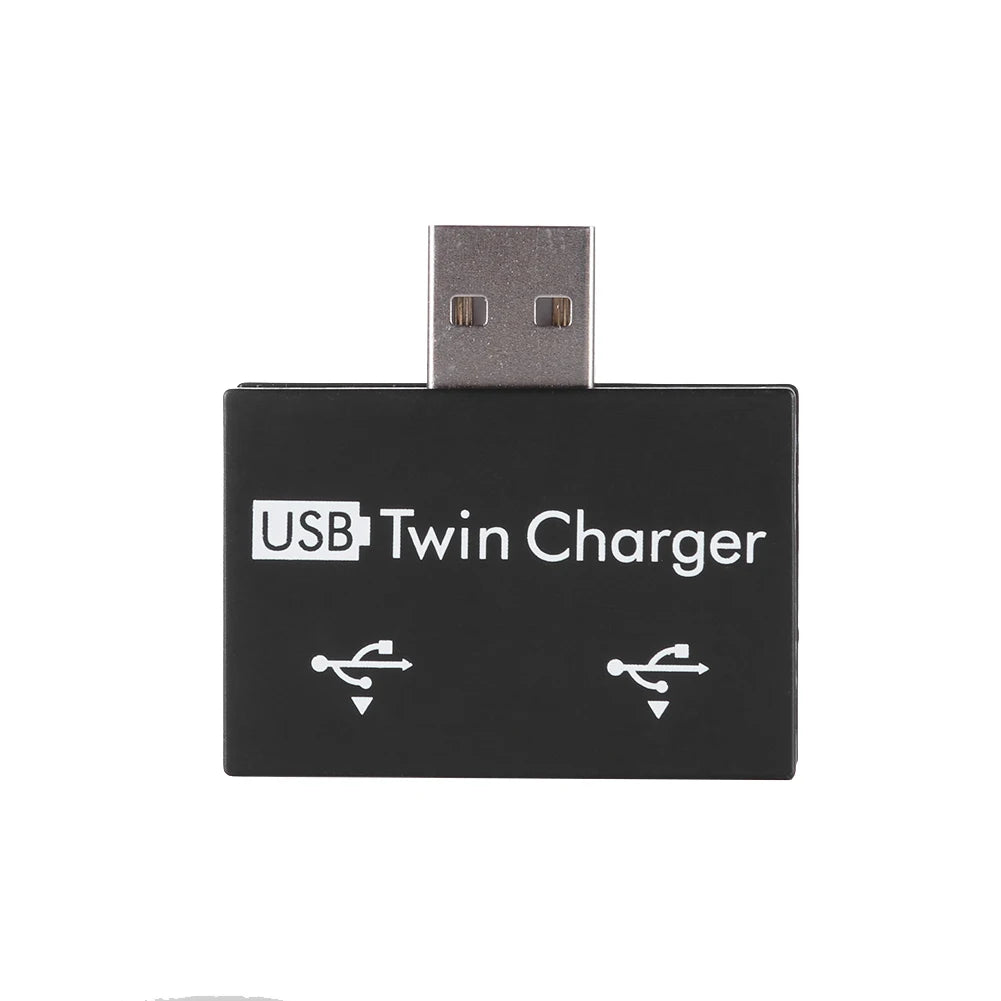 USB2.0 Male to Twin Charger Dual 2 Port USB Splitter Hub Adapter