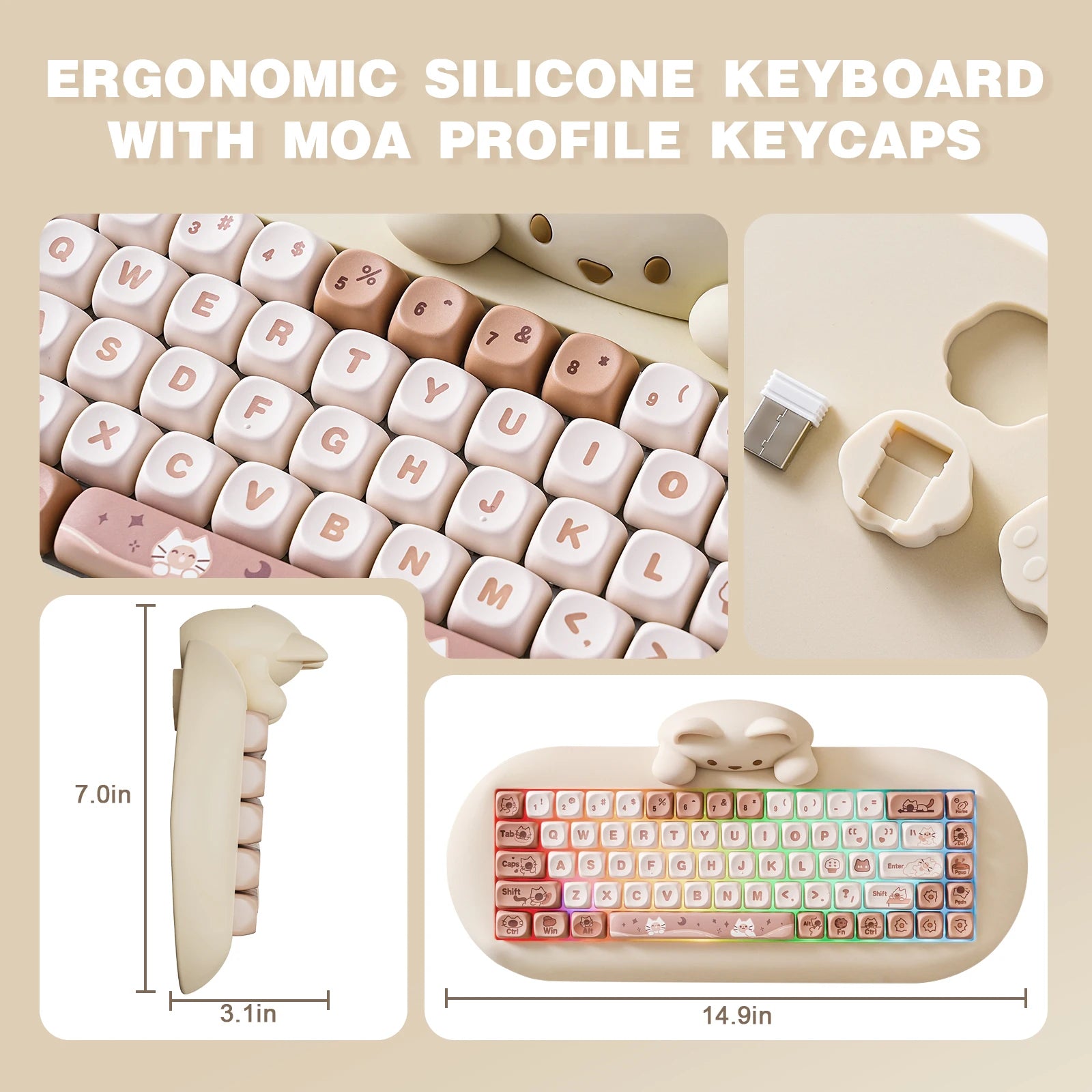 Wireless Gaming Keyboard Hi-Fi Cute Cat Custom RGB Keyboard