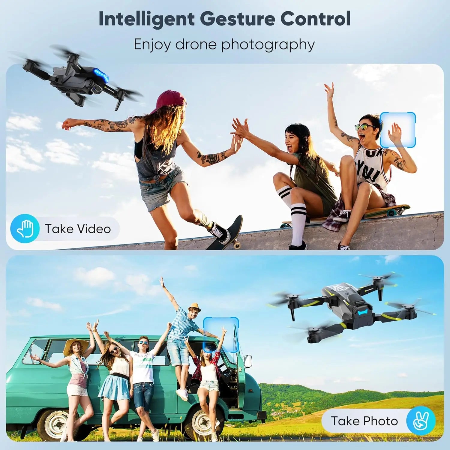 720HD Camera Drone with Gesture Control, Waypoint Flight