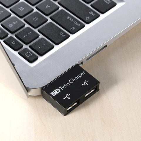 USB2.0 Male to Twin Charger Dual 2 Port USB Splitter Hub Adapter