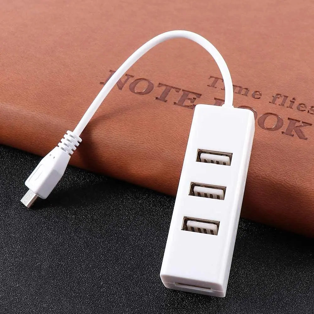 USB 2.0 Universal Micro USB 4 Ports OTG Hub Converter Adapter
