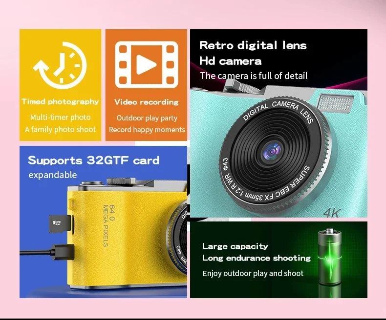 Digital Camera 4K HD Camera 48MP Autofocus Vlogging Camera